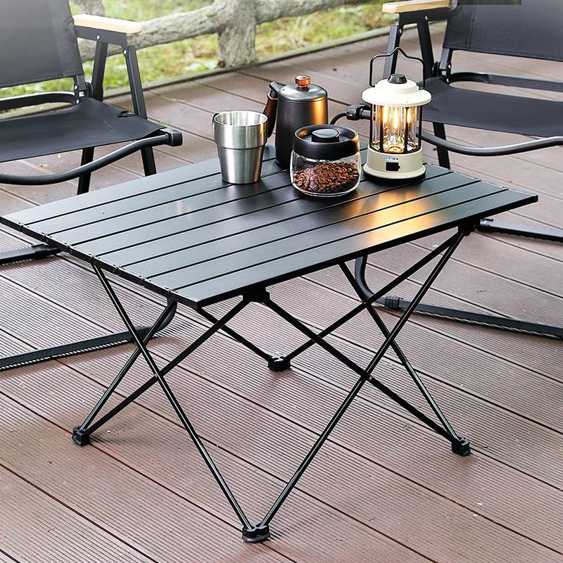 Industrial Style Patio Table Outdoor Rectangular Metal Camping Table