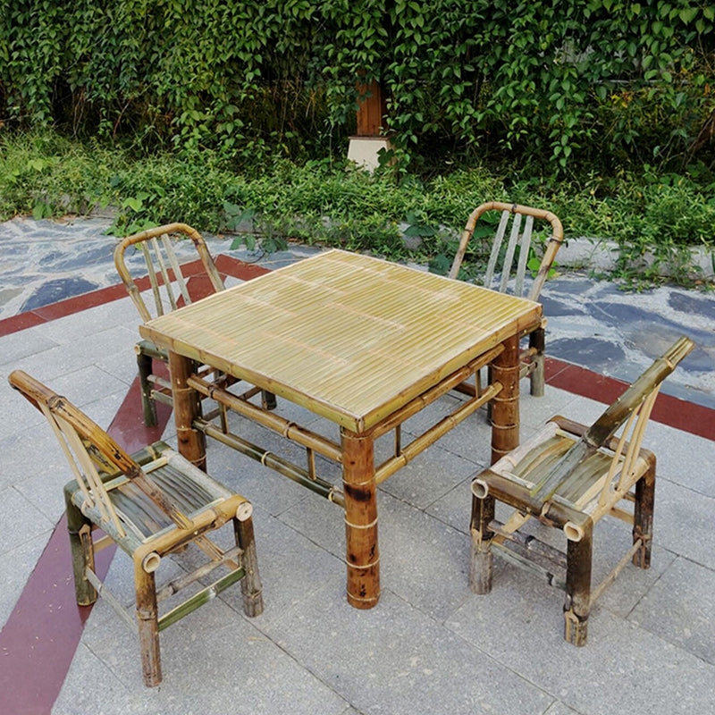 Square Bamboo Patio Table Farmhouse Style Home Patio Picnic Table