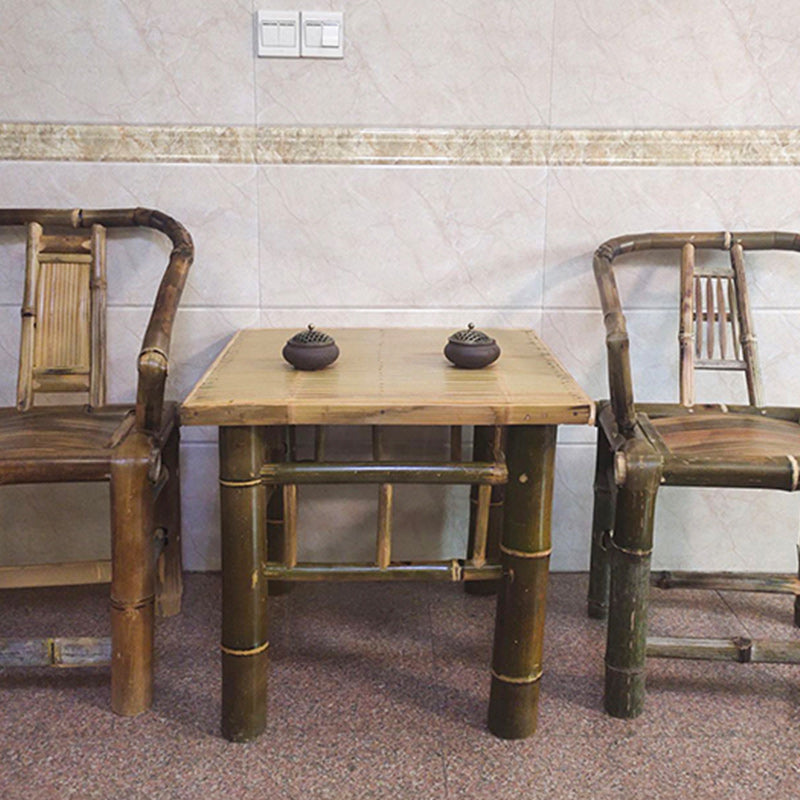 Square Bamboo Patio Table Farmhouse Style Home Patio Picnic Table