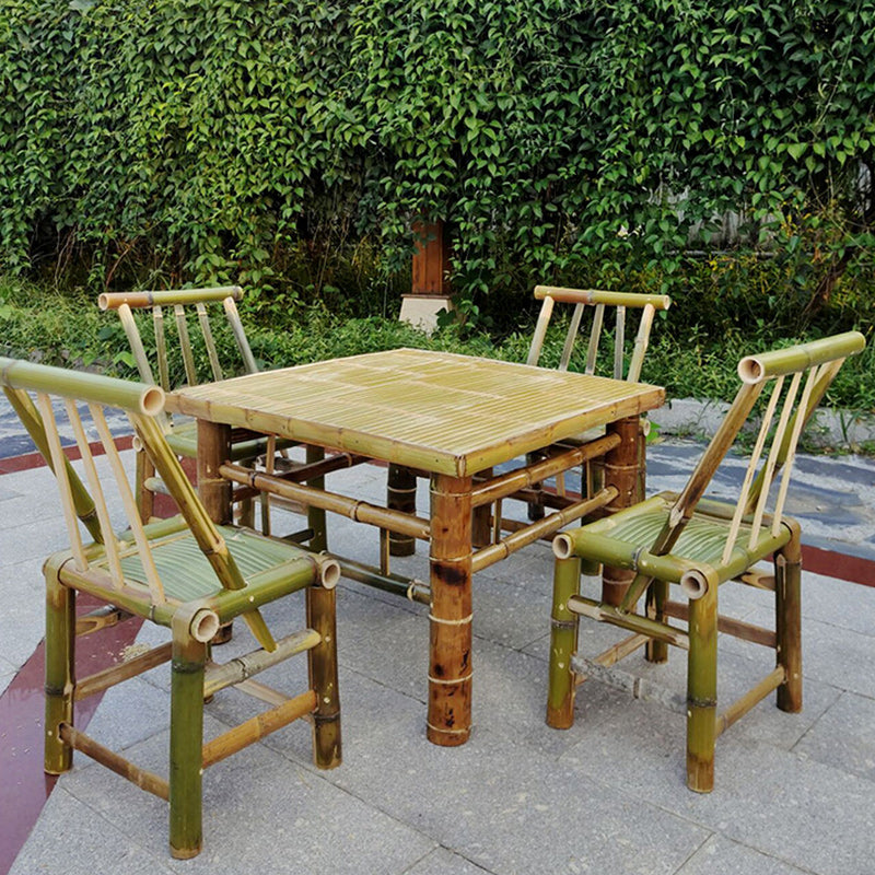 Square Bamboo Patio Table Farmhouse Style Home Patio Picnic Table