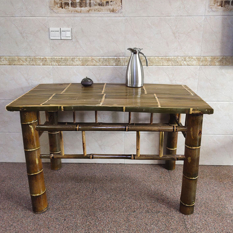 Square Bamboo Patio Table Farmhouse Style Home Patio Picnic Table