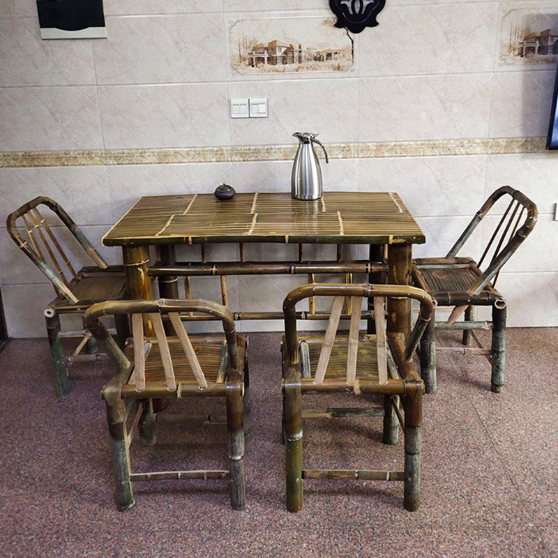 Square Bamboo Patio Table Farmhouse Style Home Patio Picnic Table