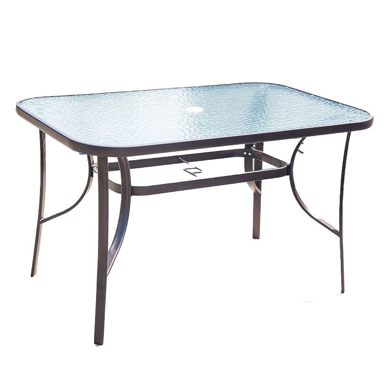Metal and Glass Patio Table Industrial Style Outdoor Patio Dining Table