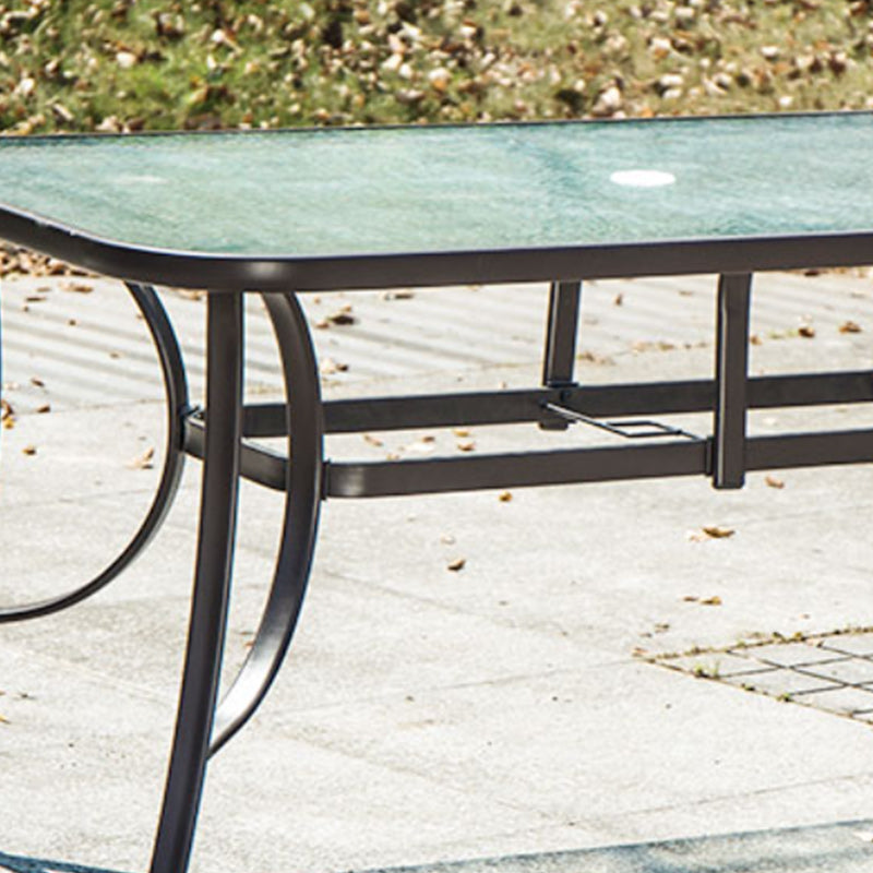 Metal and Glass Patio Table Industrial Style Outdoor Patio Dining Table