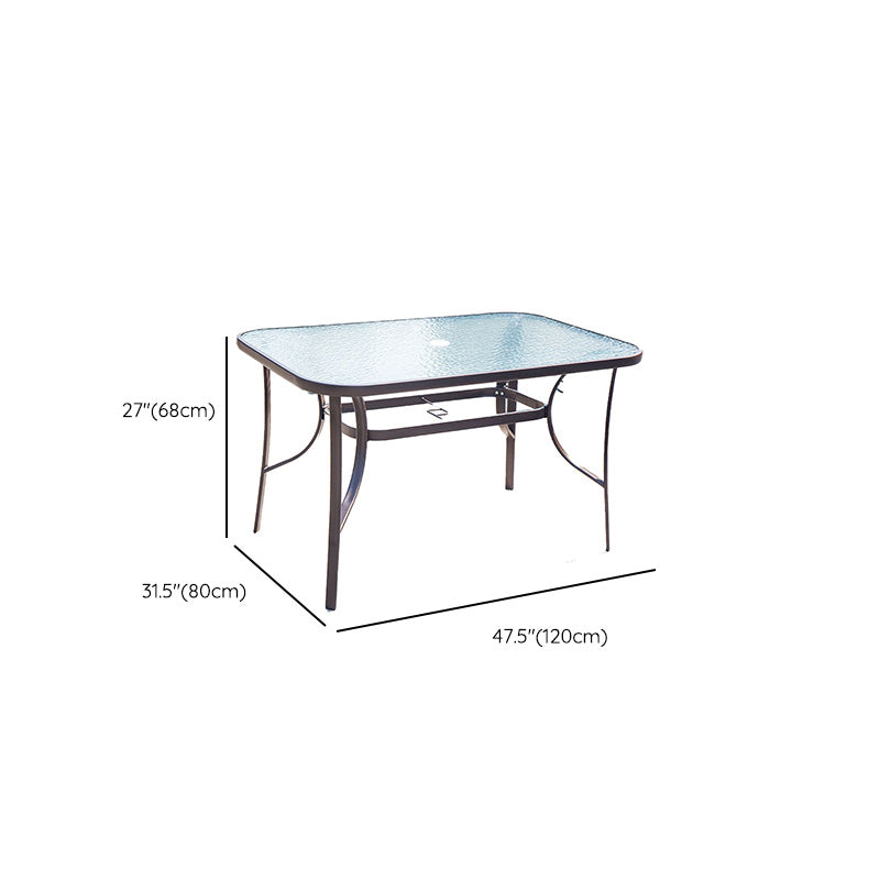 Metal and Glass Patio Table Industrial Style Outdoor Patio Dining Table