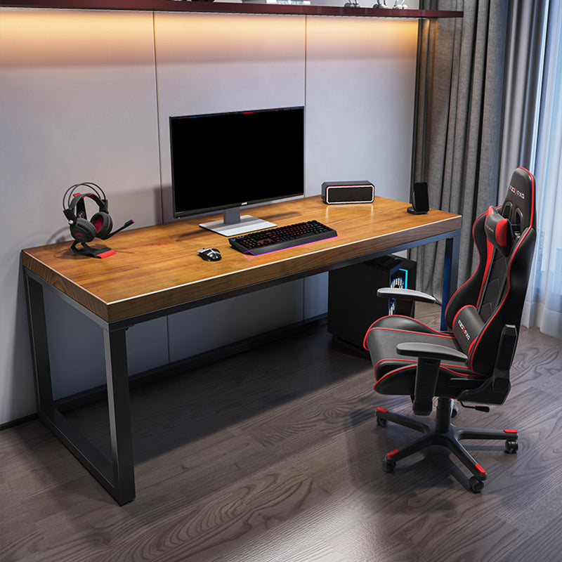 Modern Rectangular Office Desk Solid Wood Writing Desk with Metal Legs