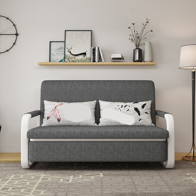 Fabric Square Arms Futon Sleeper Sofa Pillow Included Loveseat