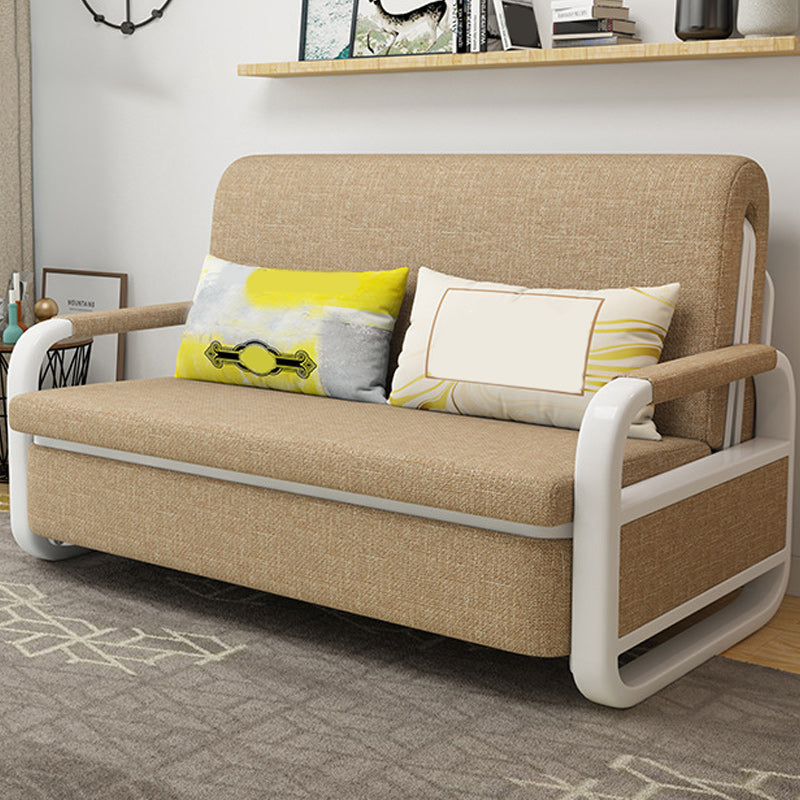 Fabric Square Arms Futon Sleeper Sofa Pillow Included Loveseat