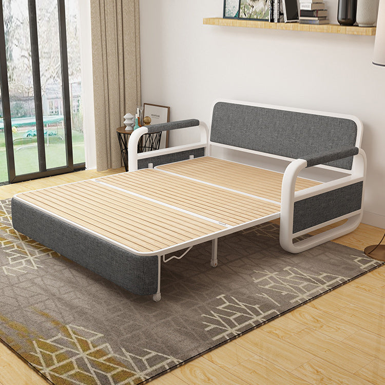 Fabric Square Arms Futon Sleeper Sofa Pillow Included Loveseat