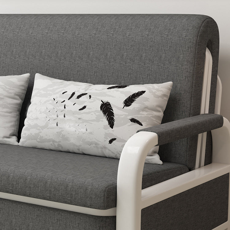 Fabric Square Arms Futon Sleeper Sofa Pillow Included Loveseat