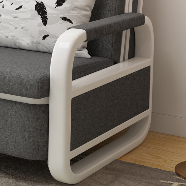 Fabric Square Arms Futon Sleeper Sofa Pillow Included Loveseat