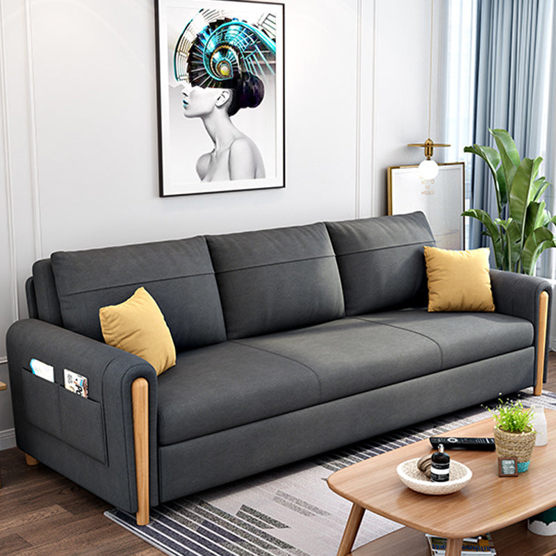 Flared Arms Futon Foldable Pillow Included Cushion Back Sleeper Sofa with Storage