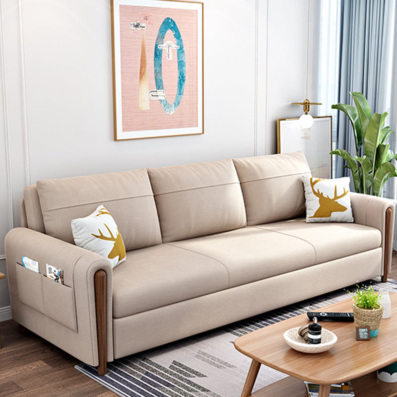 Flared Arms Futon Foldable Pillow Included Cushion Back Sleeper Sofa with Storage