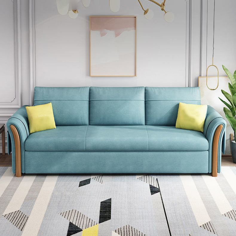 Flared Arms Futon Foldable Pillow Included Cushion Back Sleeper Sofa with Storage