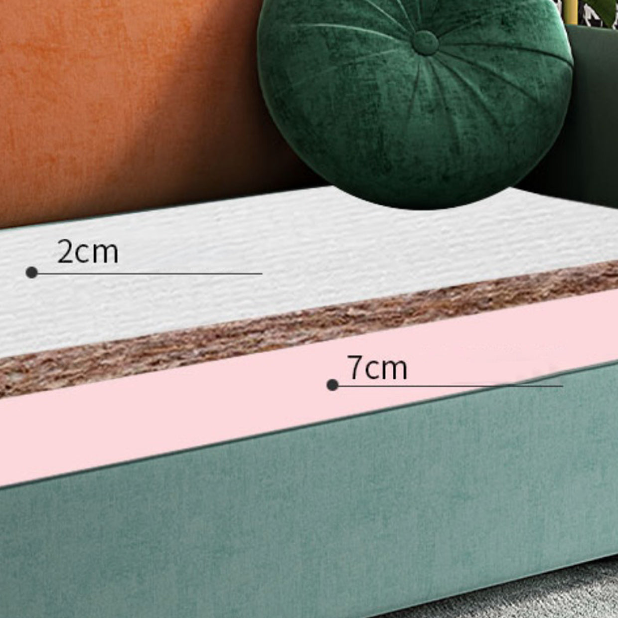 Square Arms Futon Foldable Pillow Included Green Sleeper Sofa with Storage