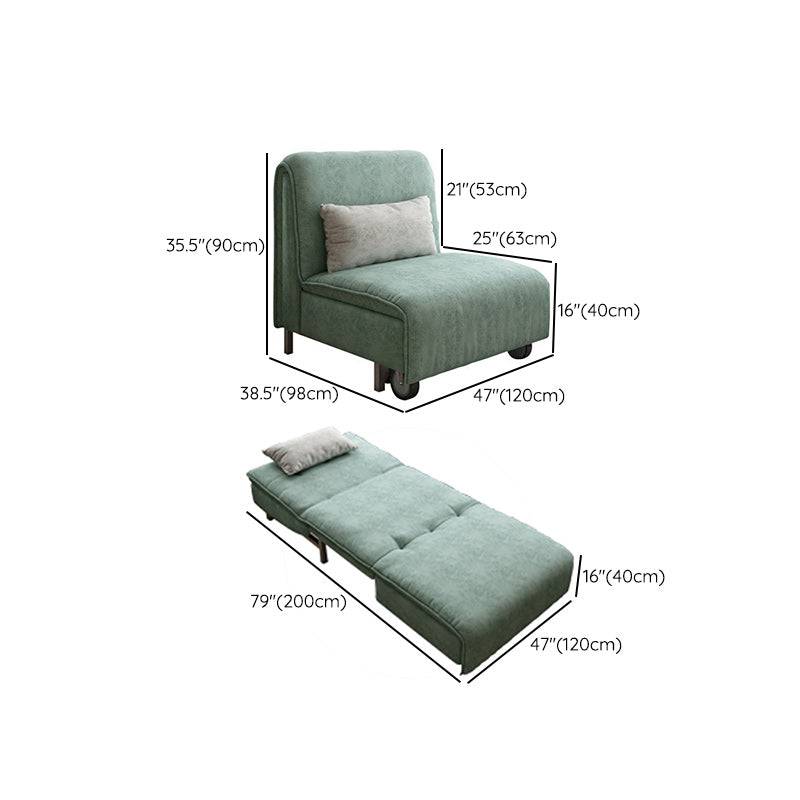 Green Armless Sofa Futon Foldable Pillow Included Futon Sofa Bed