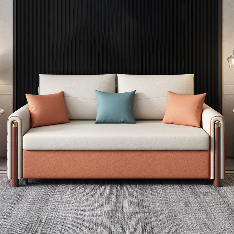 Modern Square Arm Sofa Futon Foldable Pillow Included Loveseat