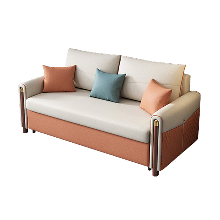 Modern Square Arm Sofa Futon Foldable Pillow Included Loveseat