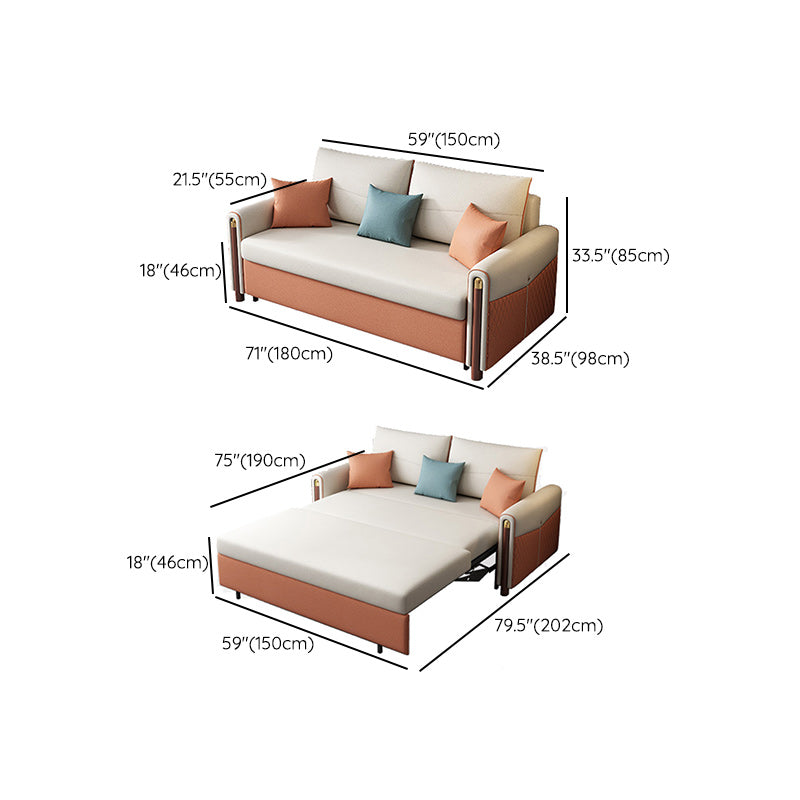 Modern Square Arm Sofa Futon Foldable Pillow Included Loveseat