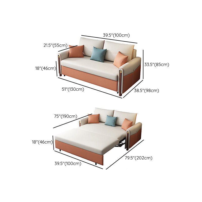 Modern Square Arm Sofa Futon Foldable Pillow Included Loveseat