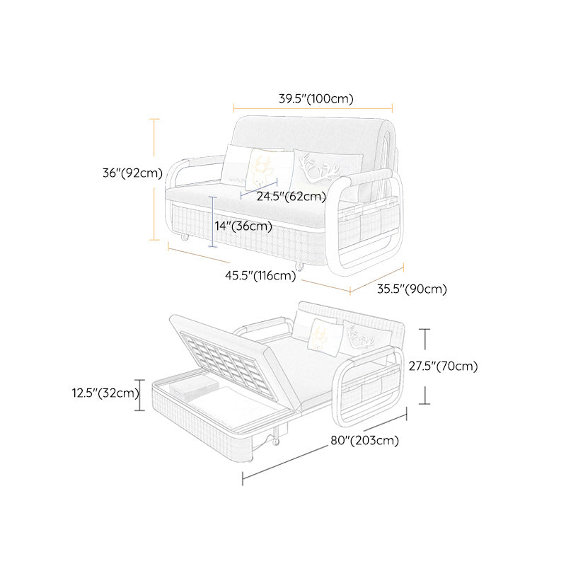 Pillow Included Sofa Futon Cushion Back Round Arms Sleeper Sofa