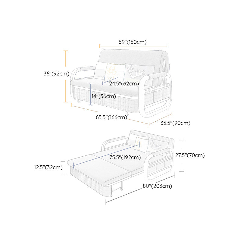 Pillow Included Sofa Futon Cushion Back Round Arms Sleeper Sofa