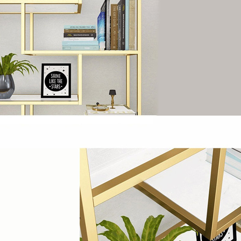 11.8" W Glam Antique Finish Shelf Bookcase Etagere Metal Bookshelf