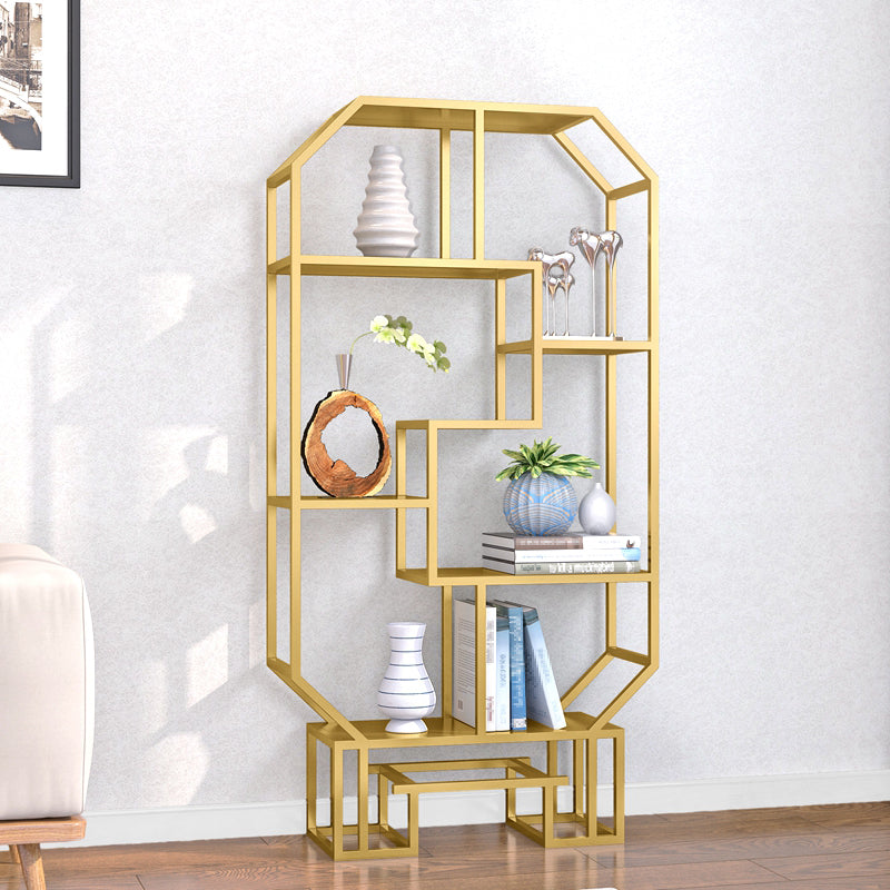 Industrial Open Back Bookshelf Etagere Metal Bookcase with Shelves