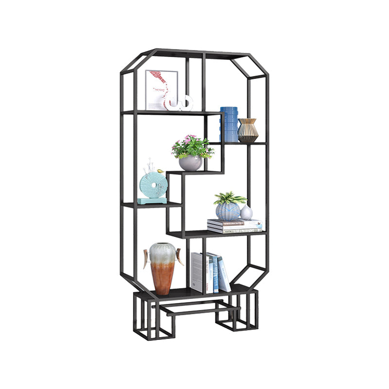 Industrial Open Back Bookshelf Etagere Metal Bookcase with Shelves