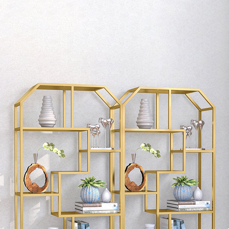 Industrial Open Back Bookshelf Etagere Metal Bookcase with Shelves