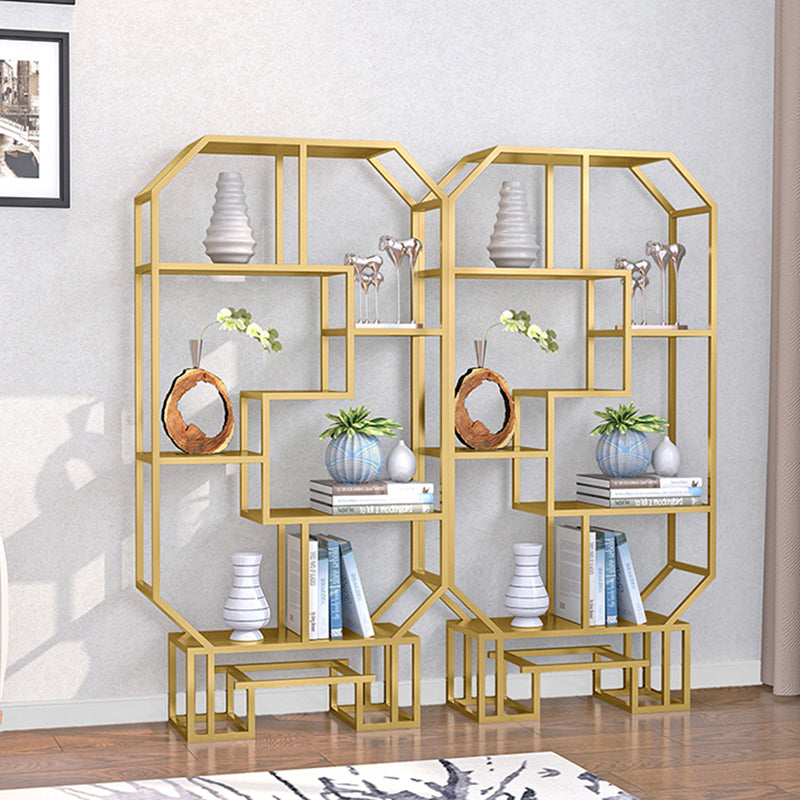 Industrial Open Back Bookshelf Etagere Metal Bookcase with Shelves