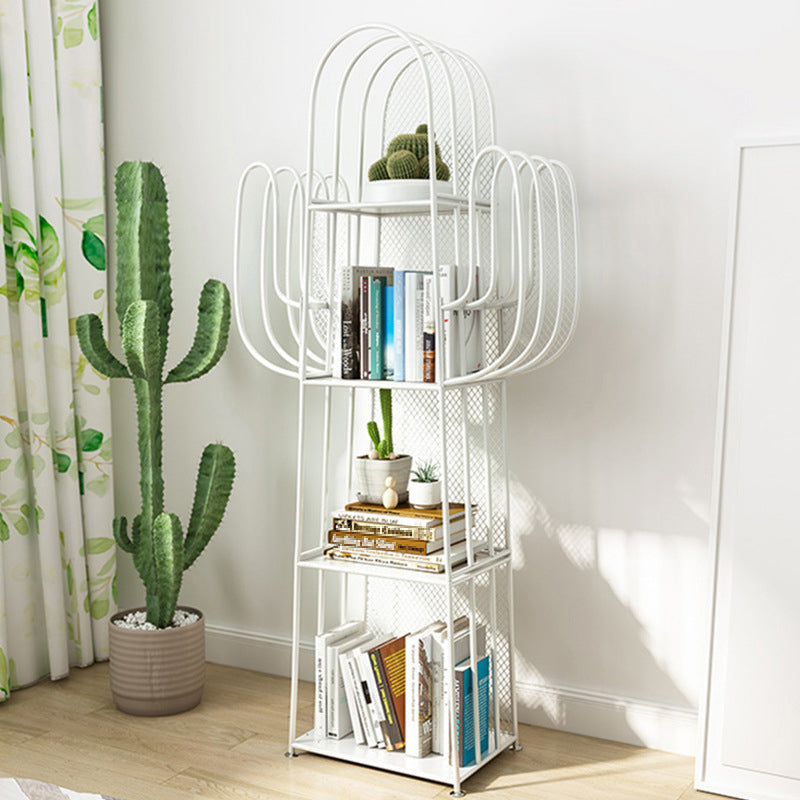 Scandinavian Geometric Bookcase Metal Closed Back Bookshelf with Shelves