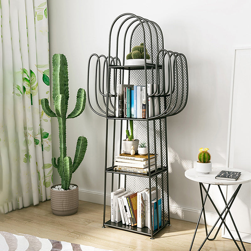 Scandinavian Geometric Bookcase Metal Closed Back Bookshelf with Shelves