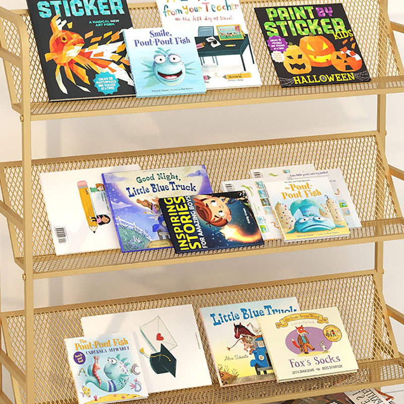 Scandinavian 4 Shelves Bookshelf Standard Metal Open Back Bookcase