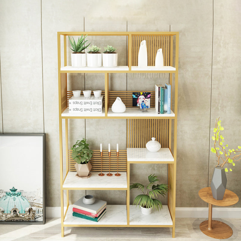 11.81" W Glam Antique Finish Shelf Bookcase Etagere Metal Bookshelf