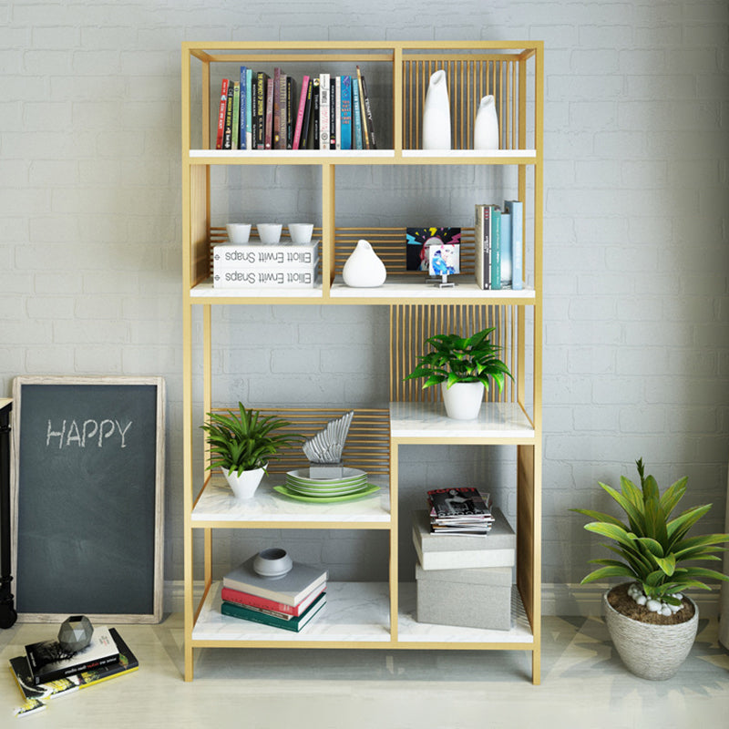 11.81" W Glam Antique Finish Shelf Bookcase Etagere Metal Bookshelf