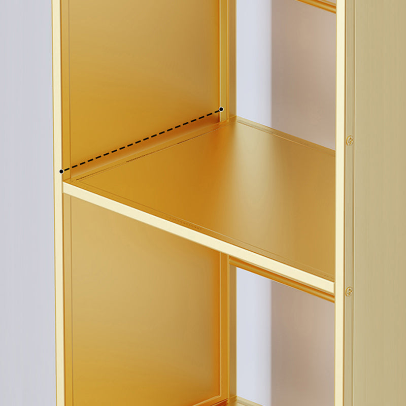 9" W Glam Antique Finish Shelf Bookcase Standard Metal Bookshelf