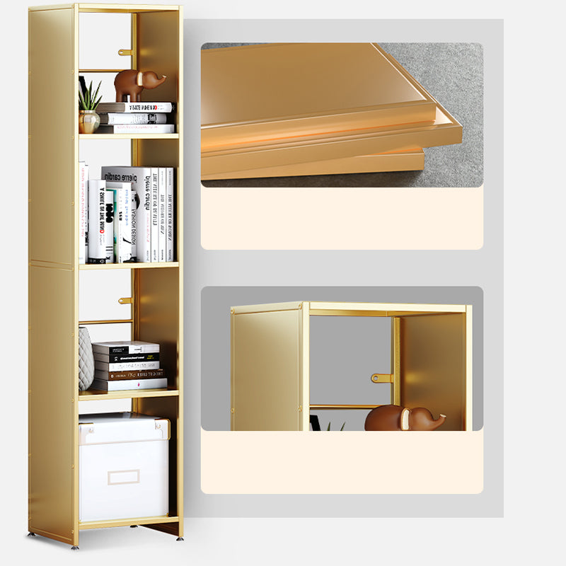 9" W Glam Antique Finish Shelf Bookcase Standard Metal Bookshelf