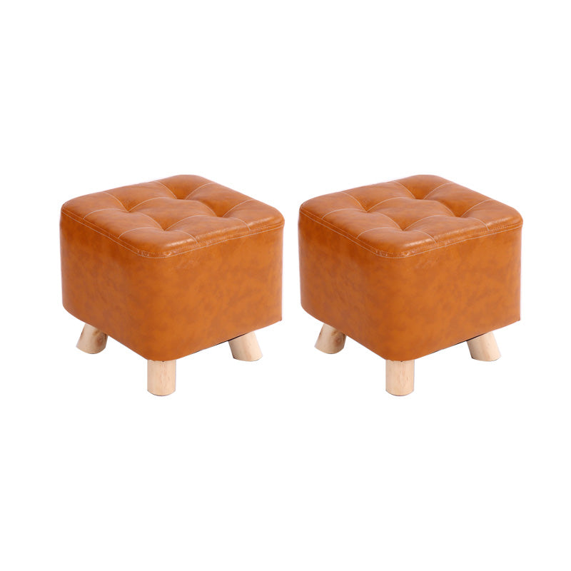 Water Resistant Pouf Tufted Whole Colored Square Faux Leather Pouf Stool