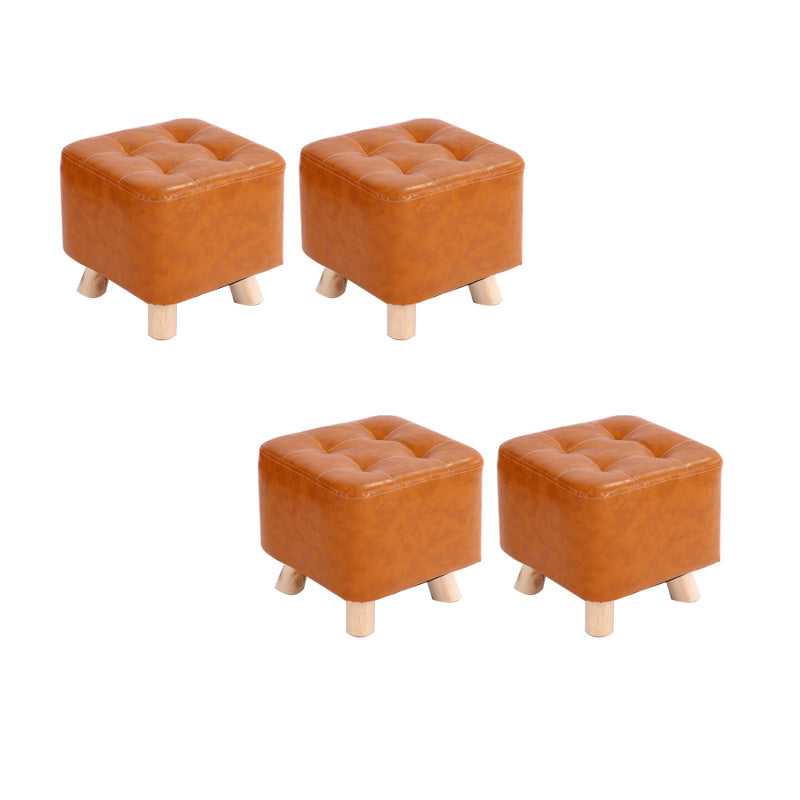 Water Resistant Pouf Tufted Whole Colored Square Faux Leather Pouf Stool