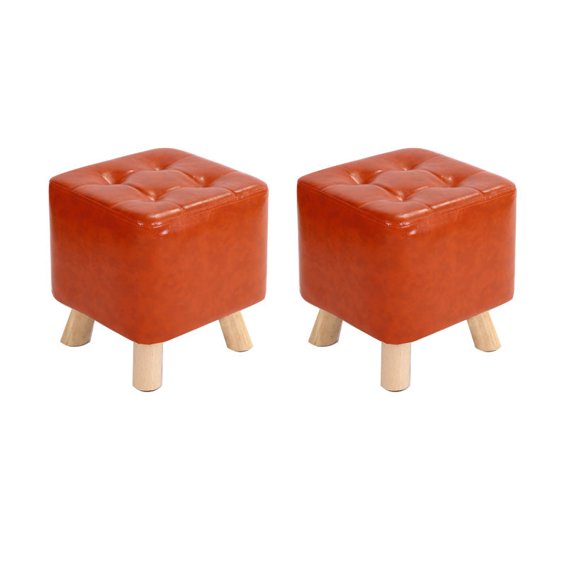 Water Resistant Pouf Tufted Whole Colored Square Faux Leather Pouf Stool