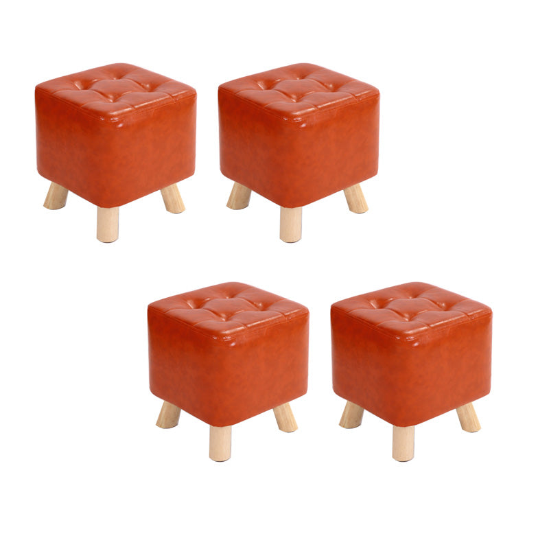 Water Resistant Pouf Tufted Whole Colored Square Faux Leather Pouf Stool