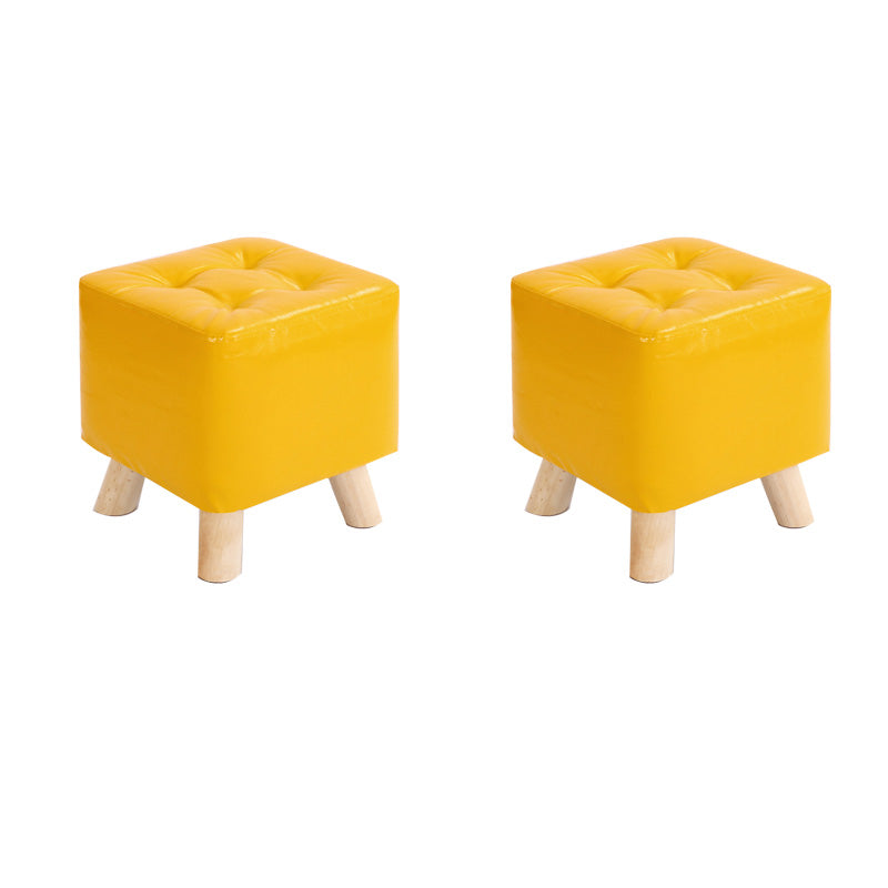 Water Resistant Pouf Tufted Whole Colored Square Faux Leather Pouf Stool