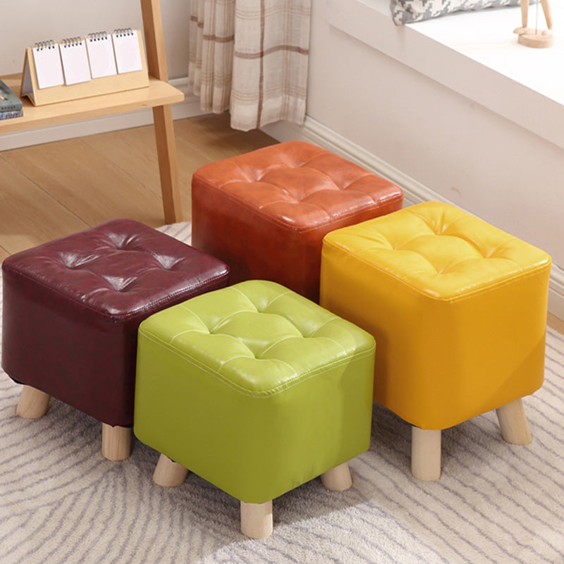 Water Resistant Pouf Tufted Whole Colored Square Faux Leather Pouf Stool