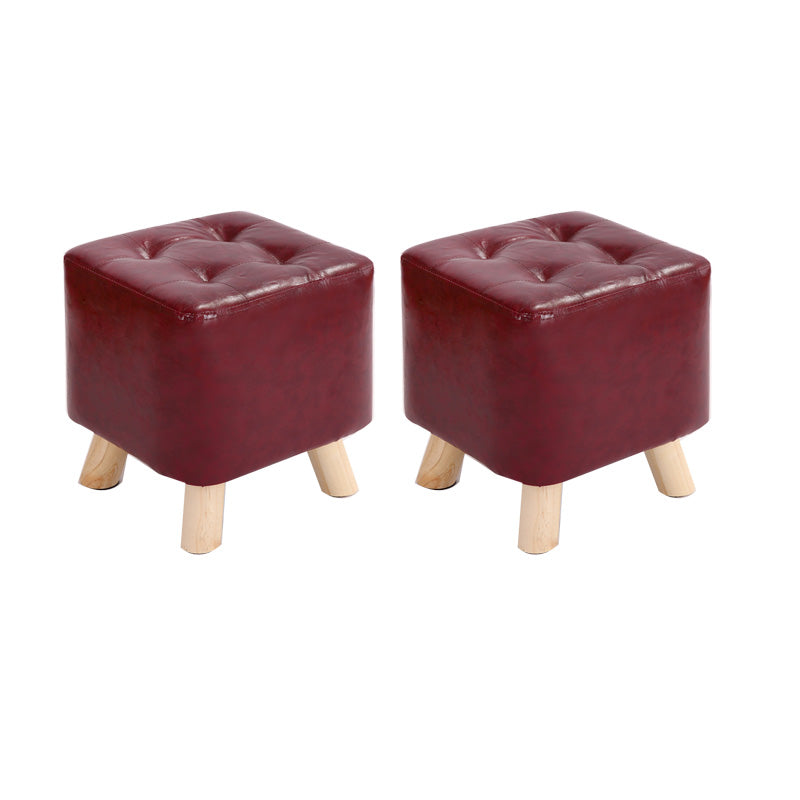 Water Resistant Pouf Tufted Whole Colored Square Faux Leather Pouf Stool