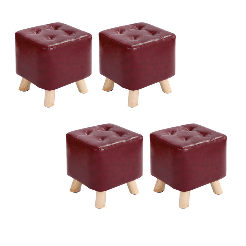 Water Resistant Pouf Tufted Whole Colored Square Faux Leather Pouf Stool