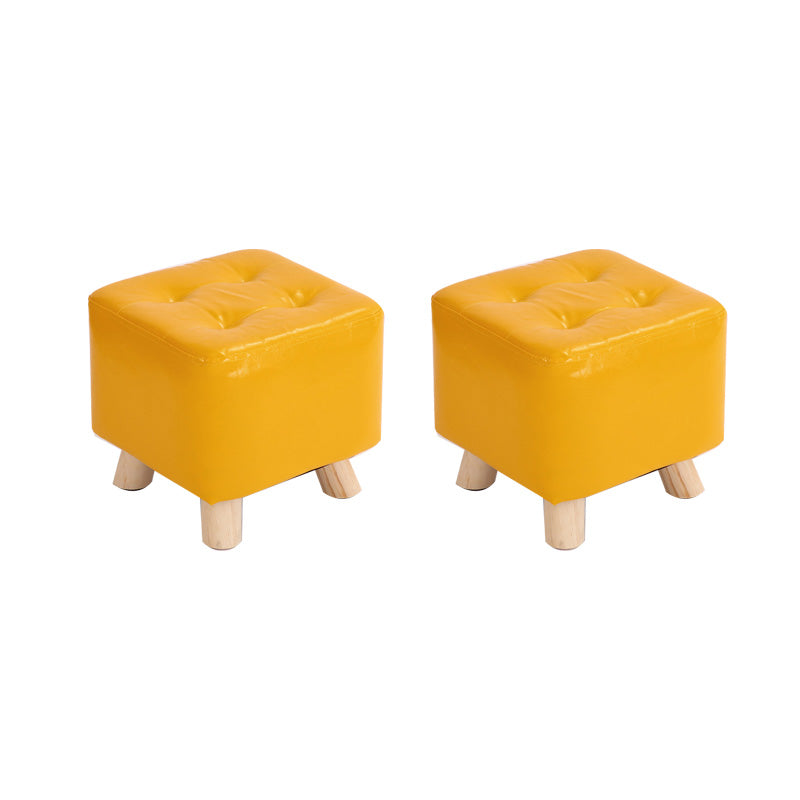 Water Resistant Pouf Tufted Whole Colored Square Faux Leather Pouf Stool