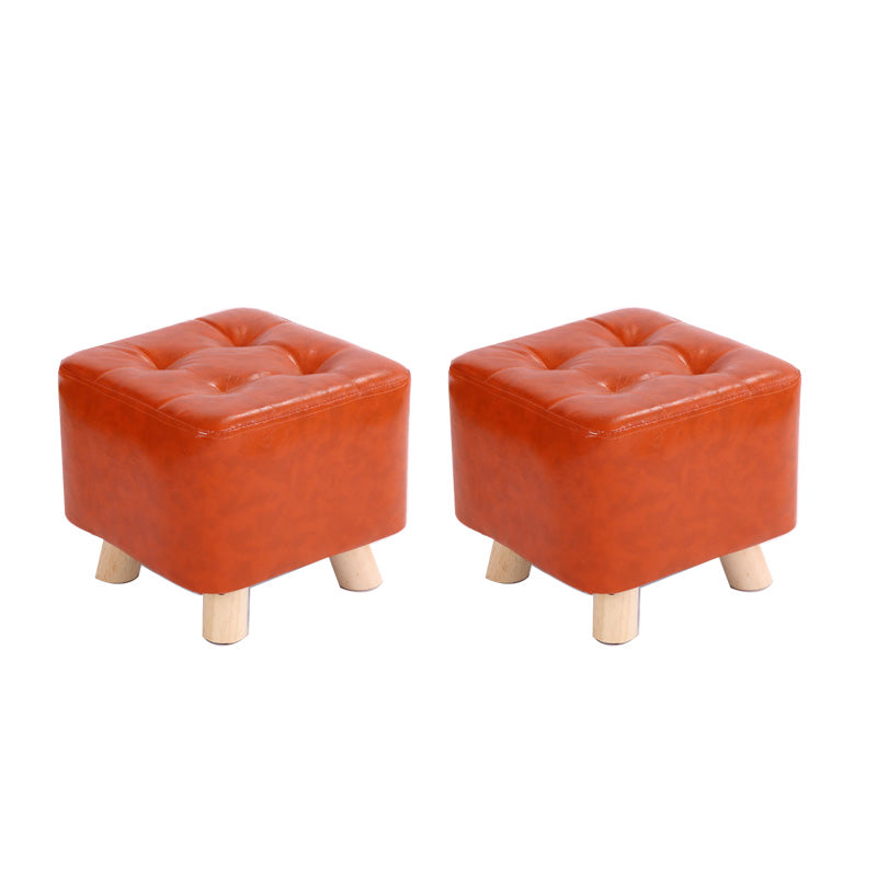 Water Resistant Pouf Tufted Whole Colored Square Faux Leather Pouf Stool