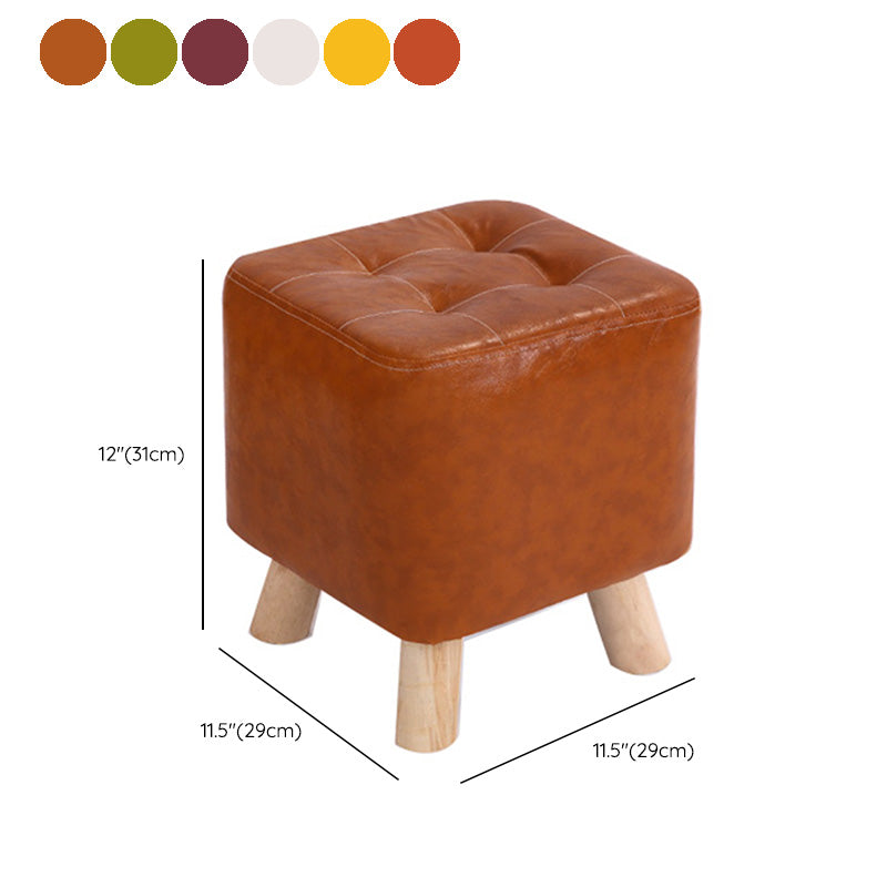 Water Resistant Pouf Tufted Whole Colored Square Faux Leather Pouf Stool