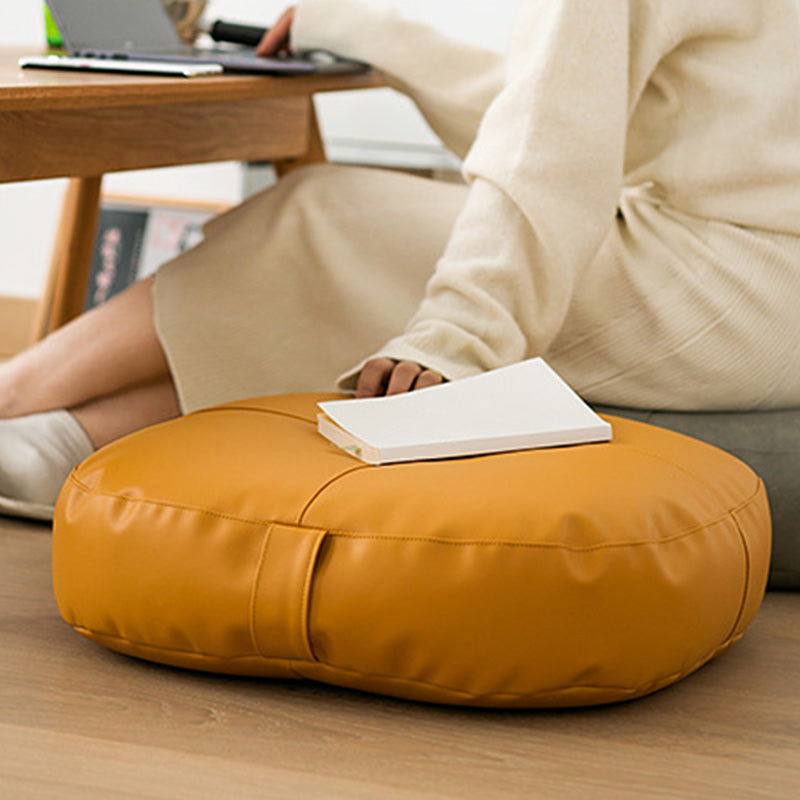 Modern Pouf Ottoman Faux Leather Upholstered Solid Color Square Ottoman